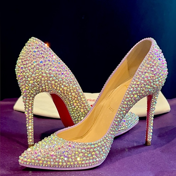 Christian Louboutin Swarovski Crystal Strass Heels Kate Lilac Light Purple 36.5 - Picture 8 of 8